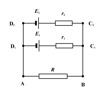 Рисунок 7.  Параллельное соединение источников тока.